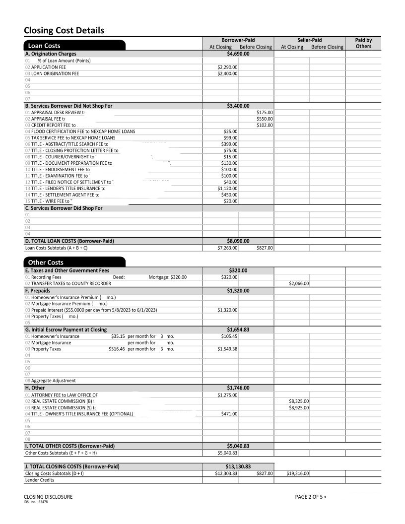Fees Mortgageformyhome Cd2